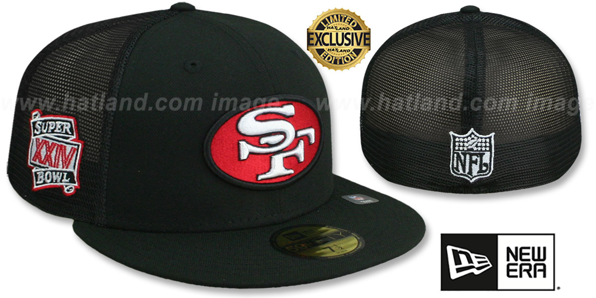 San Francisco 49ers SB XXIV MESH-BACK SIDE-PATCH Black-Black