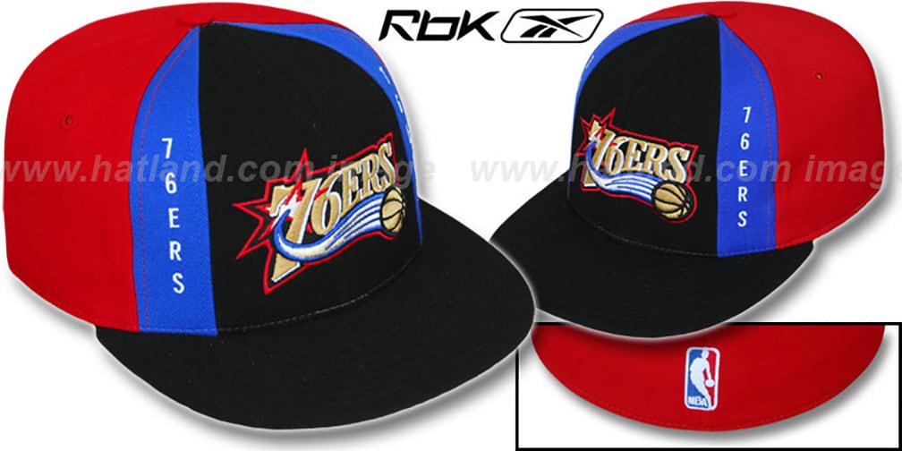Philadelphia 76ers AJD PINWHEEL Black-Red Fitted Hat by Reebok