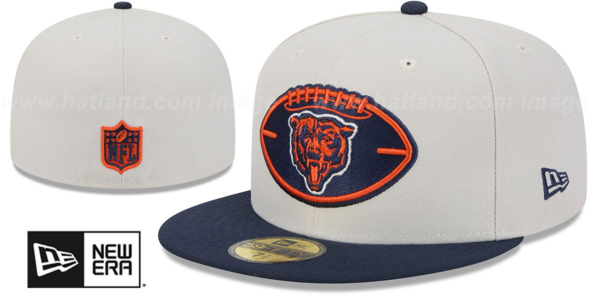 Chicago Bears 2024 HISTORIC SIDELINE Stone-Navy Fitted Hat