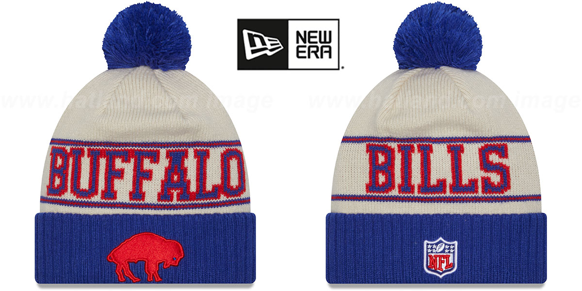 Buffalo Bills NFL New Era Plaid Pom-Pom  Beanie Buffalo Bills 2023 SIDELINE Knit Beanie Hat by New Era main image 4