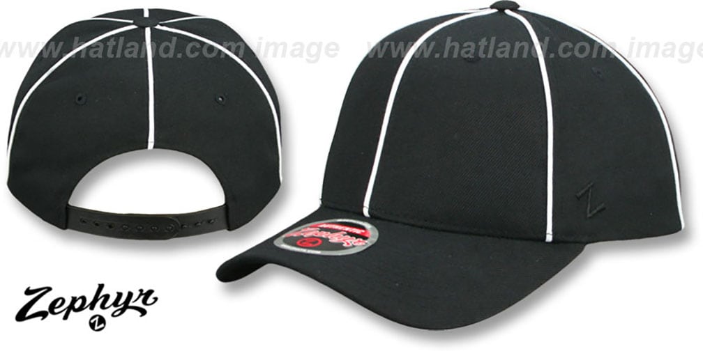 Black＆White cap blank-referee-snapback-black-