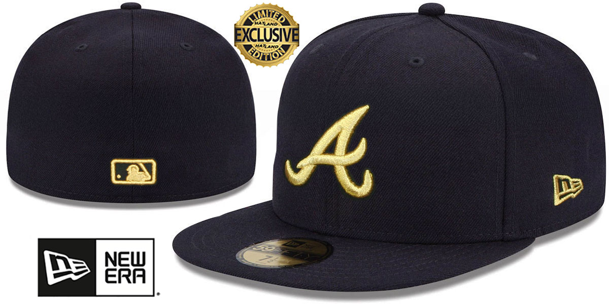 Atlanta Braves GOLD-METALLIC Black Fitted Hat by New Era
