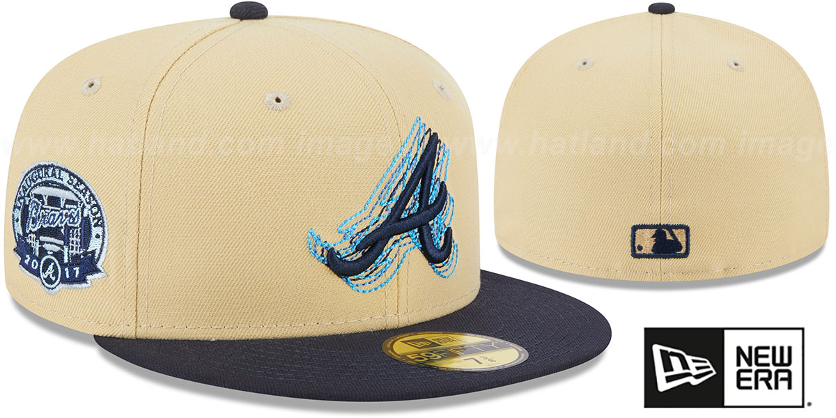 Atlanta Braves ILLUSION SIDE-PATCH Gold-Navy Fitted Hat