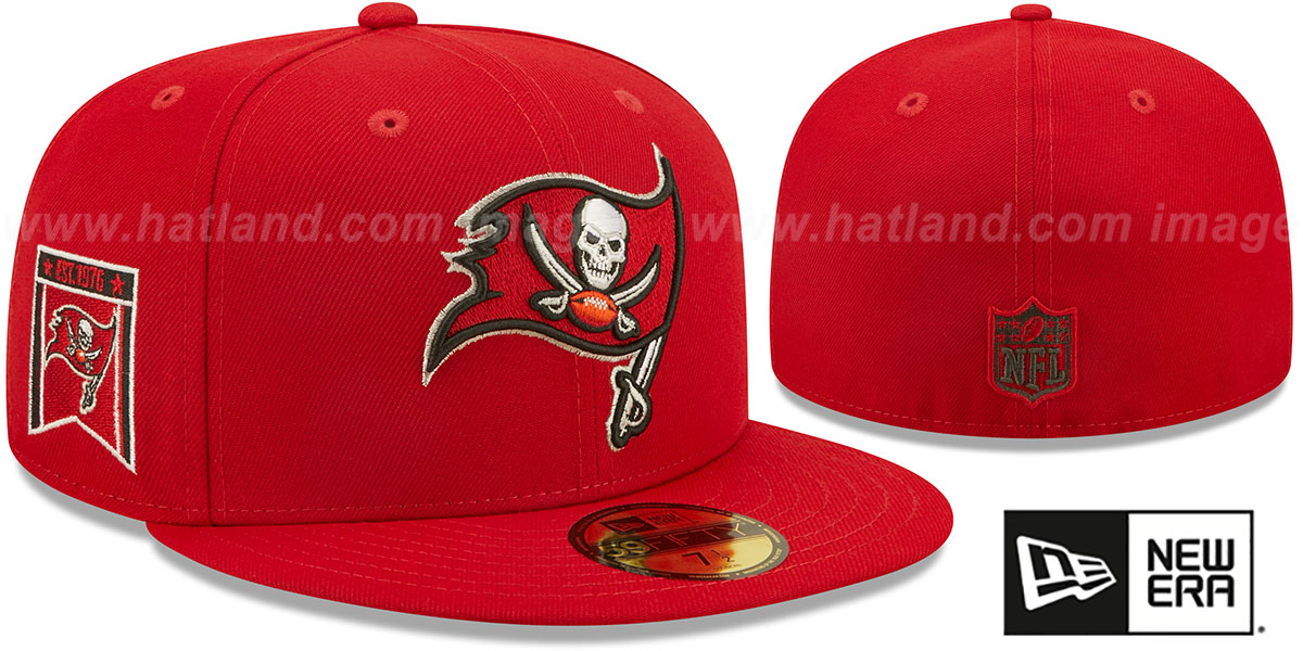 Tampa Bay Buccaneers BANNER SIDE-PATCH Red Fitted Hat display picture 1