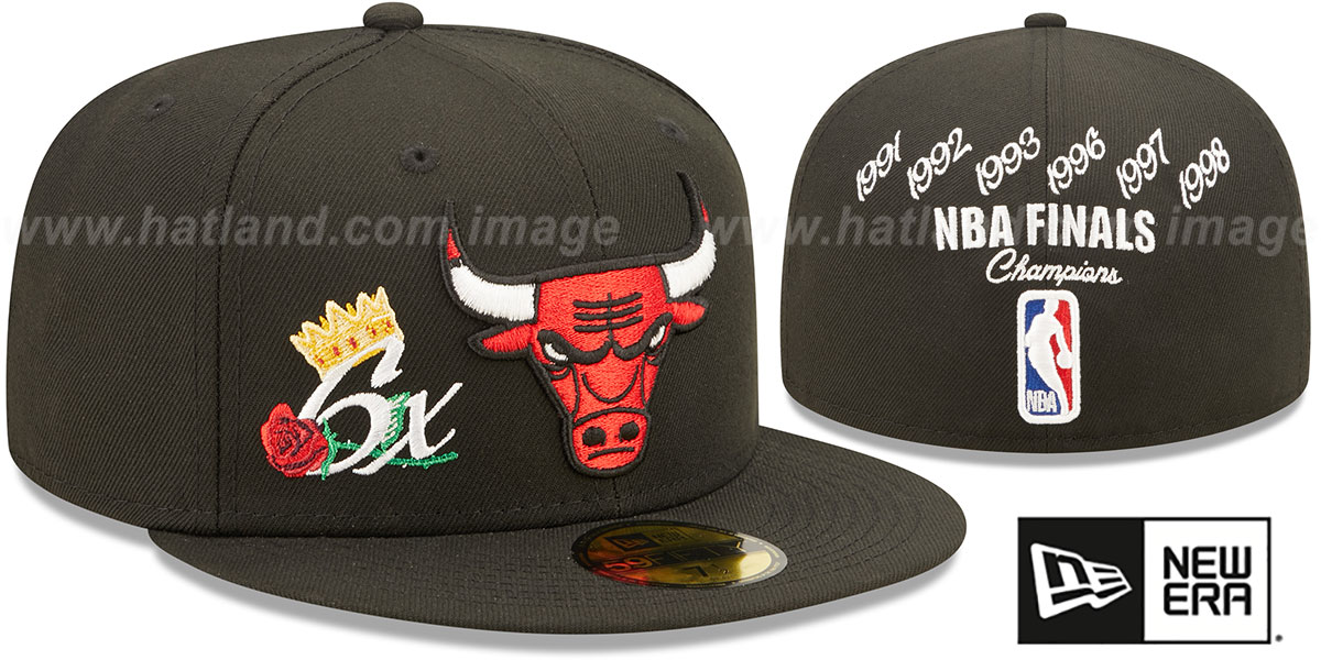 Chicago Bulls CROWN CHAMPS Black Fitted Hat by New Era