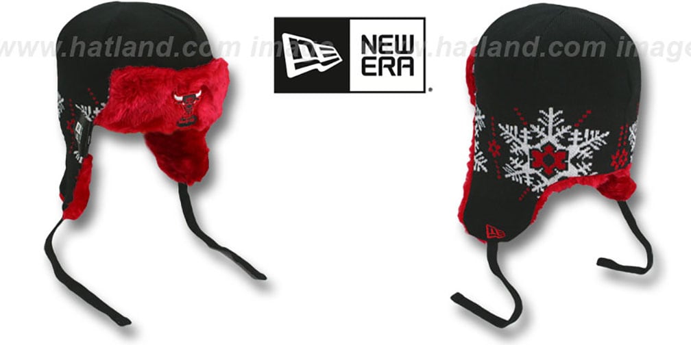 Chicago Bulls SNOWFLAKE TRAPPER Black-Red Knit Hat
