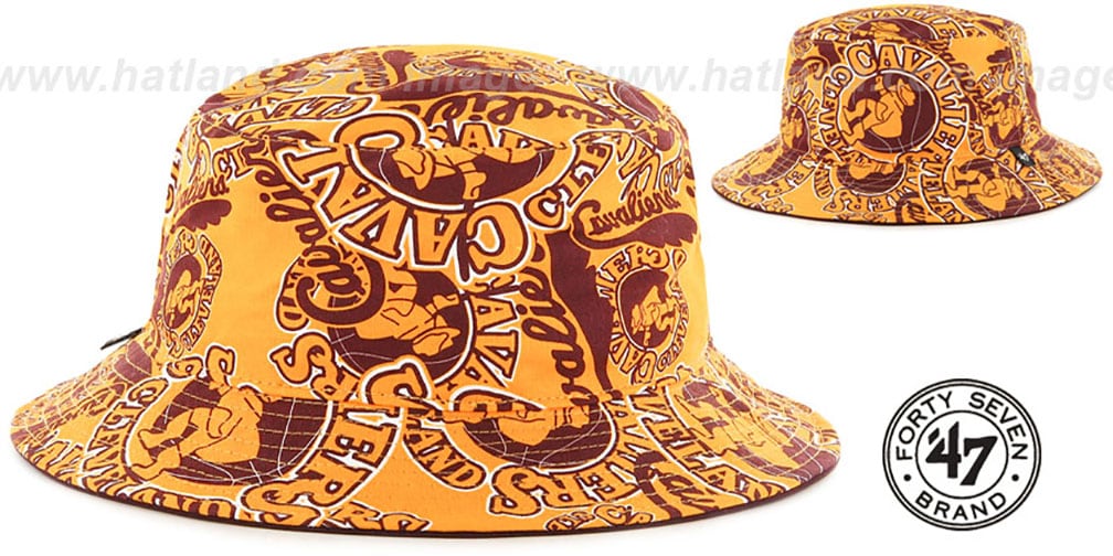 Cleveland Cavaliers BRAVADO BUCKET Gold Hat by Twins 47 Brand