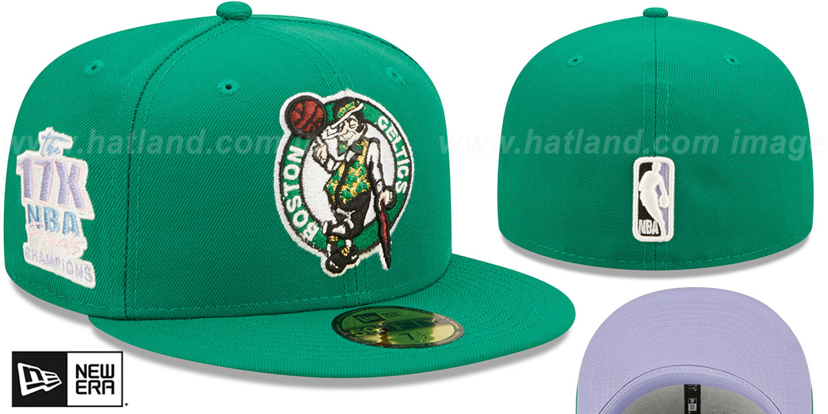 Boston Celtics 17X NBA CHAMPS POP-SWEAT Kelly-Lavender Fitted Hat