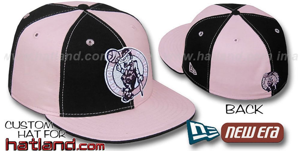 Boston Celtics PINWHEEL Black-Pink Fitted Hat by New Era display picture 1