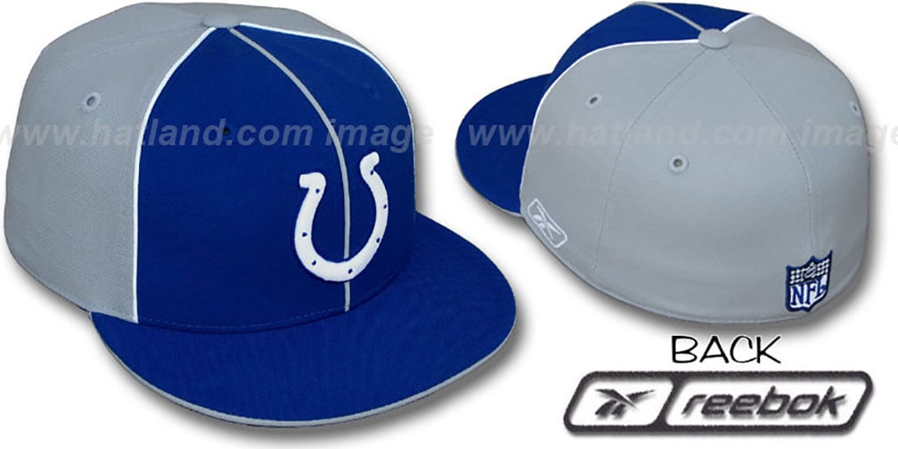 Indianapolis Colts TRI PIPING PINWHEEL Royal Grey Fitted Hat by R