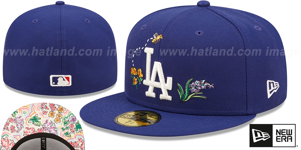 New Era Los Angeles Dodgers Floral Baseball Hat Blue Size 7.25 NEW ERA CAPS MLB Los Angeles Dodgers Golfer Snapback  main image 2