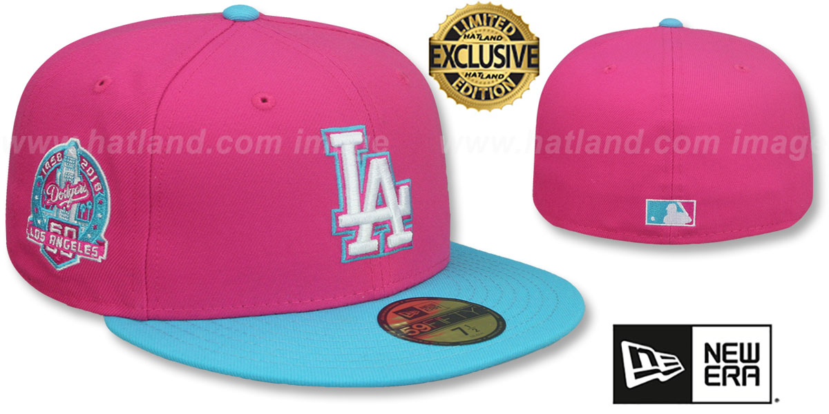 Los Angeles Dodgers MIAMI VICE SIDE-PATCH Beetroot-Blue Fitted Ha