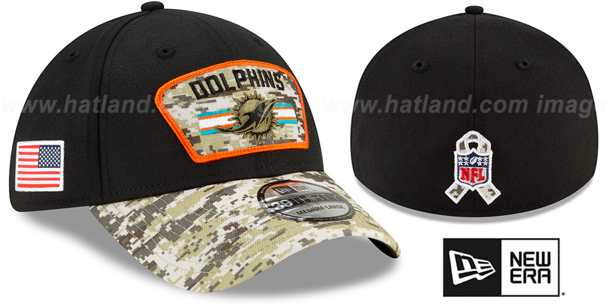 Miami Dolphins 2021 SALUTE-TO-SERVICE FLEX Black-Desert Hat