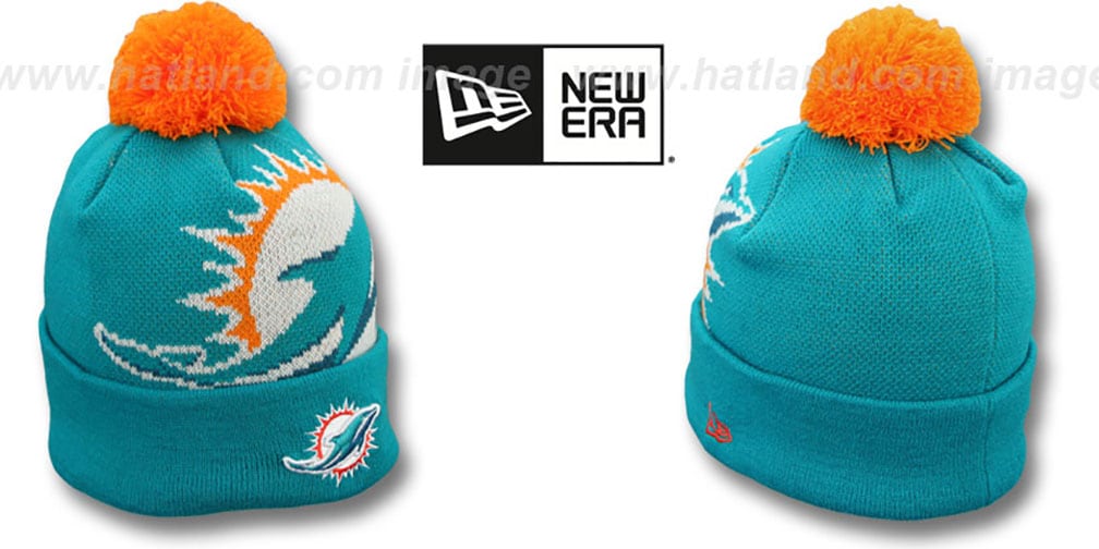 Miami Dolphins NFL-BIGGIE Aqua Knit Beanie Hat by New Era