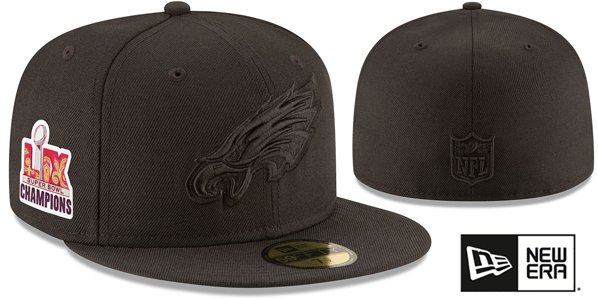 Philadelphia Eagles SUPER BOWL LIX CHAMPIONS BLACKOUT Fitted Hat