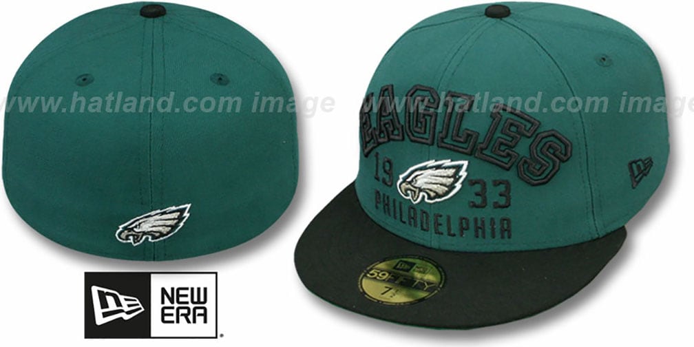 Philadelphia Eagles WORD-KNOCK Green-Black Fitted Hat