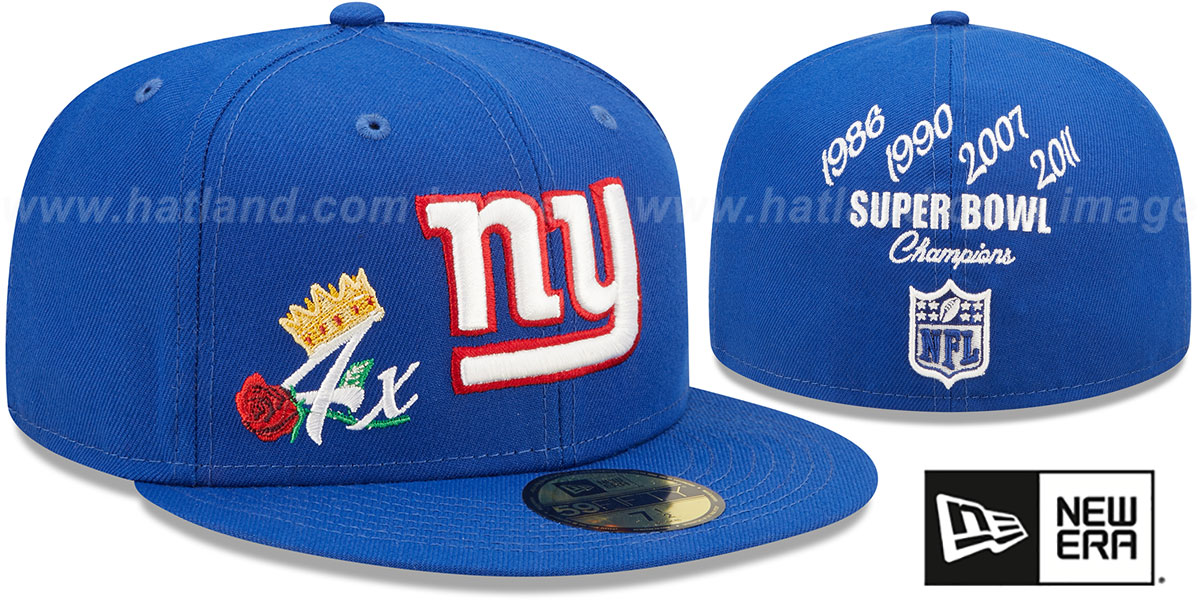 New York Giants CROWN CHAMPS Royal Fitted Hat by New Era display picture 2
