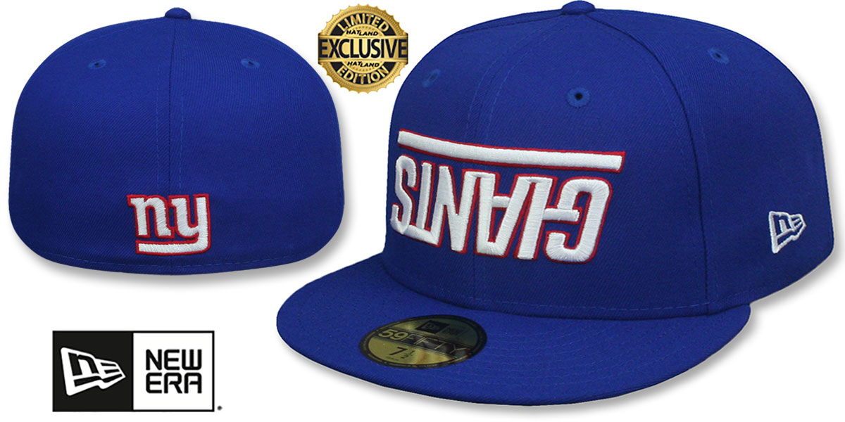 New York Giants UPSIDE DOWN WORDMARK Royal Fitted Hat