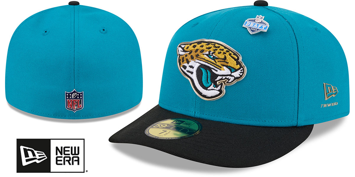 NEW ERA　キャップ　NFL アメフト Jacksonville Jaguars 2026 PRECURVED NFL DRAFT Teal-Black Fitted H
