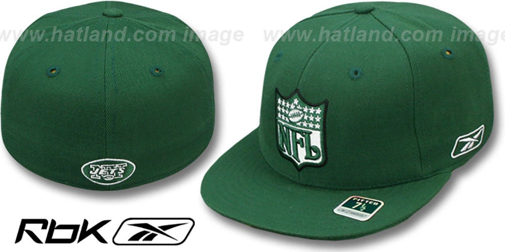 90s　Reebok　リンガー　NFL　ニューヨークジェッツ　チームロゴ刺繍　緑 jets-nfl-shield-green-fitted-