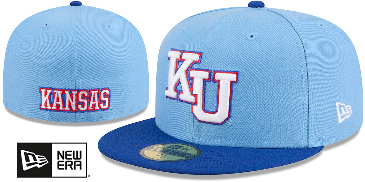 Kansas NCAA BASEBALL ONFIELD Sky-Royal Fitted Hat by New Era