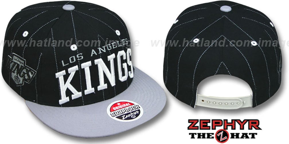 Los Angeles Kings 2T PINSTRIPE SUPER-ARCH SNAPBACK Black-Grey Hat