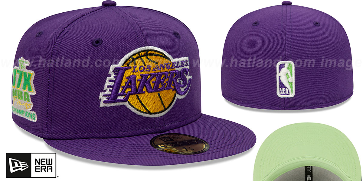 Los Angeles Lakers 17X NBA CHAMPS CITRUS POP Purple-Green Fitted