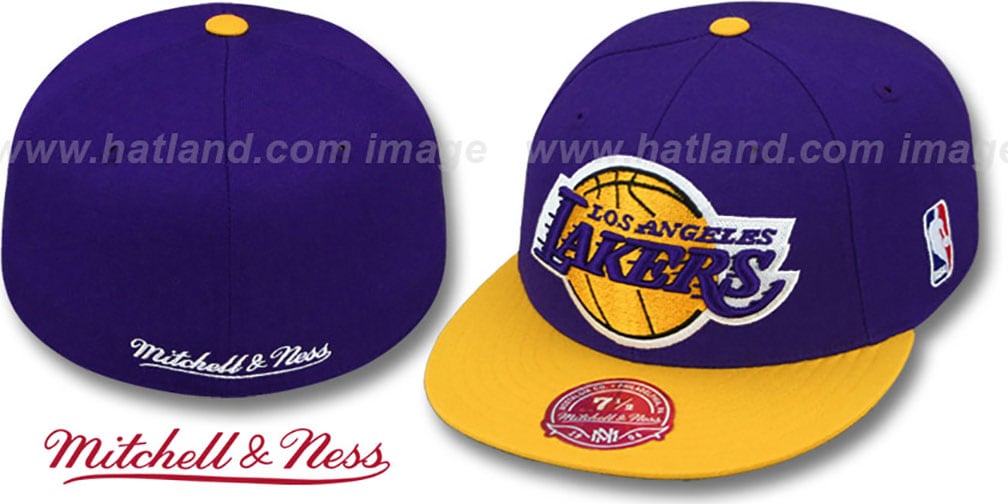 Los Angeles Lakers 2T XL-LOGO Purple-Gold Fitted Hat display picture 1