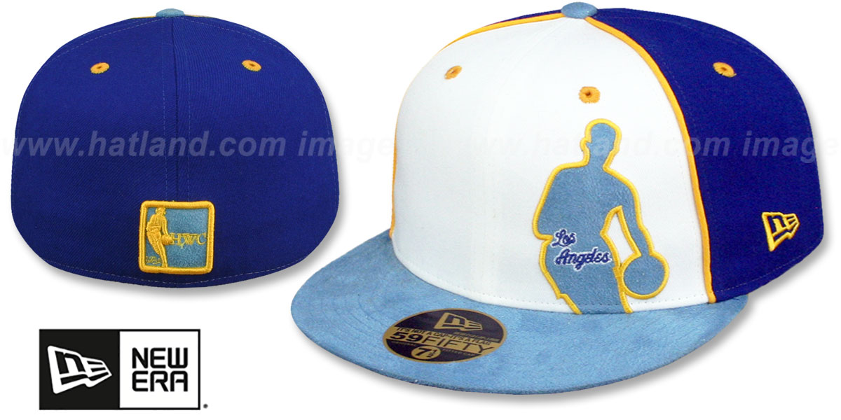 Los Angeles Lakers NBA SILHOUETTE PINWHEEL White-Royal-Sky Fitted