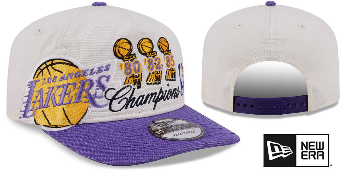 Los Angeles Lakers TROPHY CHAMPS SNAPBACK Ivory-Purple Hat