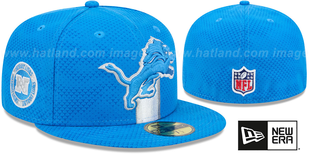 NFL Detroit Lions Football Team Blue and Black Embroidered Baseball Cap New Era NFL Custom Exclusive Fitted Detroit Lions (Blue Rush  main image 2
