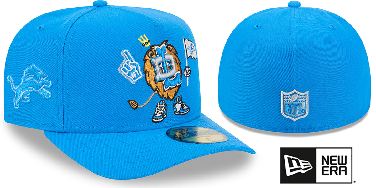 Detroit Lions NFL CARTOON A-FRAME Blue Fitted Hat