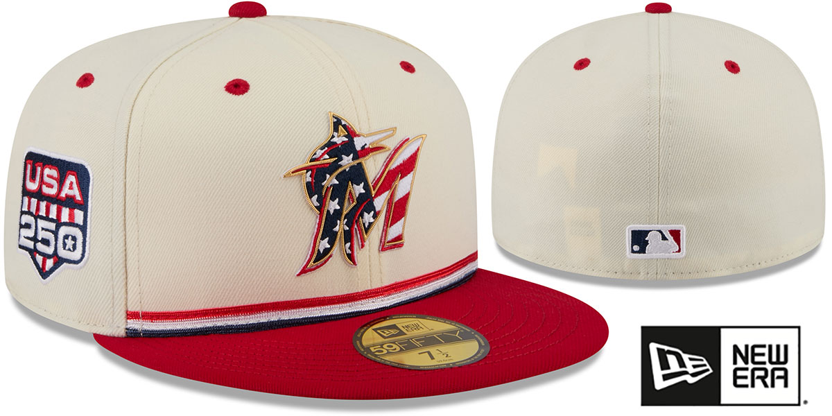 Miami Marlins 2026 JULY 4TH STARS N STRIPES Fitted Hat