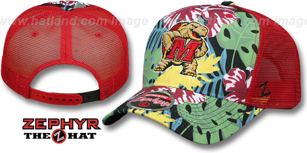 Maryland TROPICAL MESH SNAPBACK Red-Green Hat by Zephyr
