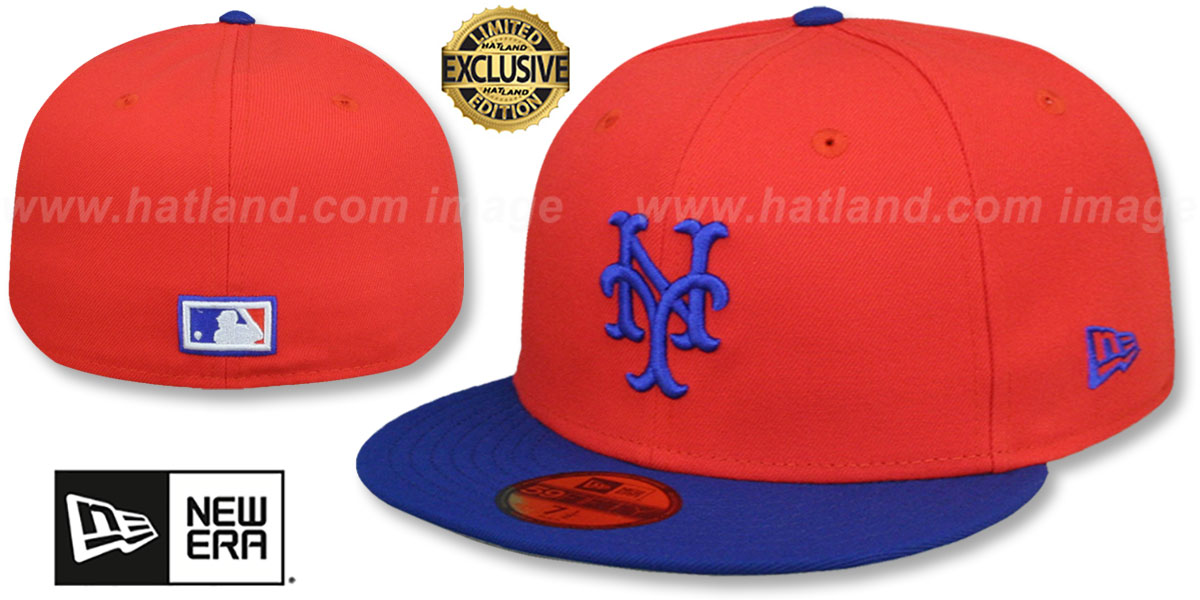 New York Mets COOPERPACK Orange-Royal Fitted Hat by New Era display picture 1