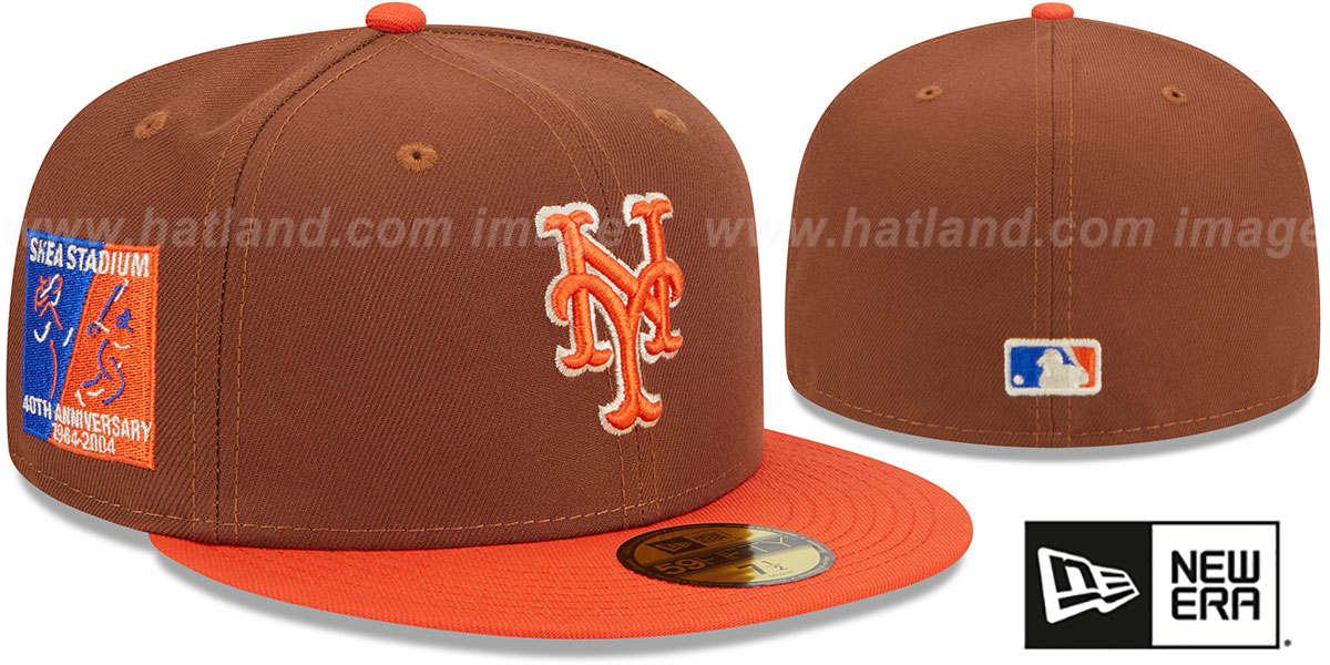 New York Mets HARVEST SIDE-PATCH Brown-Orange Fitted Hat