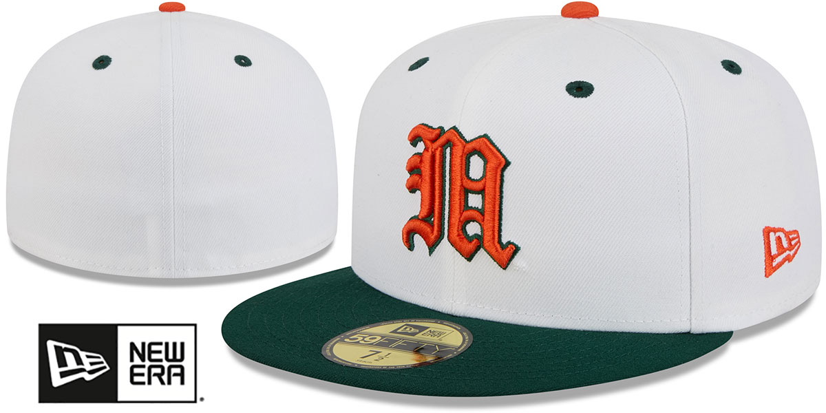mai　CLANE × New Era® CL LOGO CAP Miami NCAA BASEBALL ONFIELD White-Green Fitted Hat