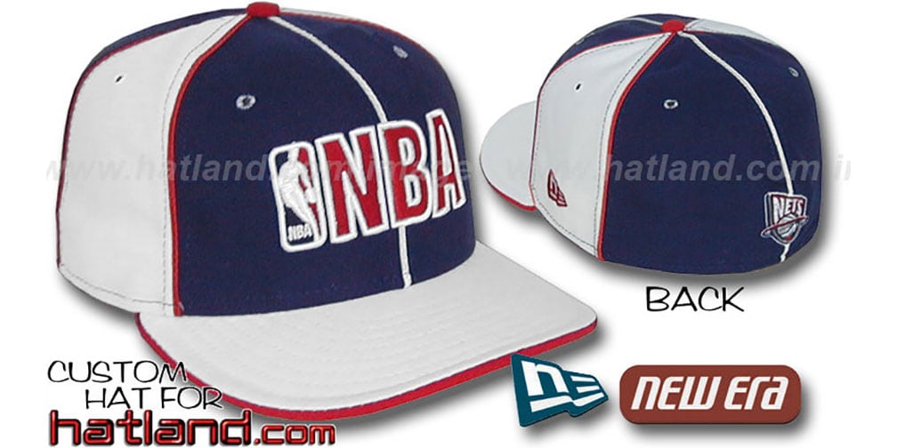 New Jersey Nets NBA PINWHEEL-3 Navy-White Fitted Hat