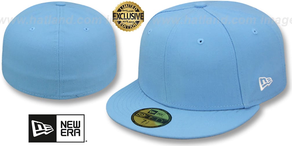 New Era 59FIFTY BLANK Solid Sky Fitted Hat in size 8 1 4