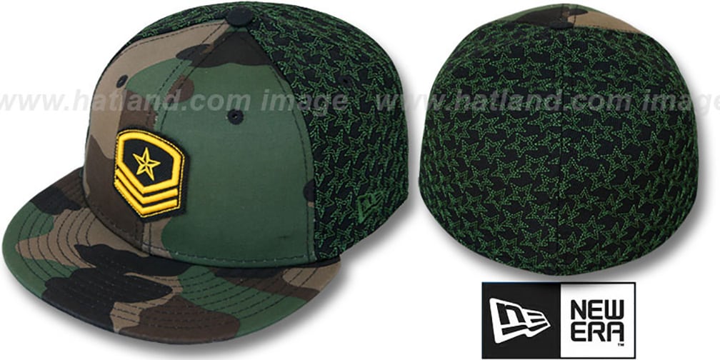New Custom Designed Black & Camouflage Distressed Baseball Cap with Sequin Star Men main image 2