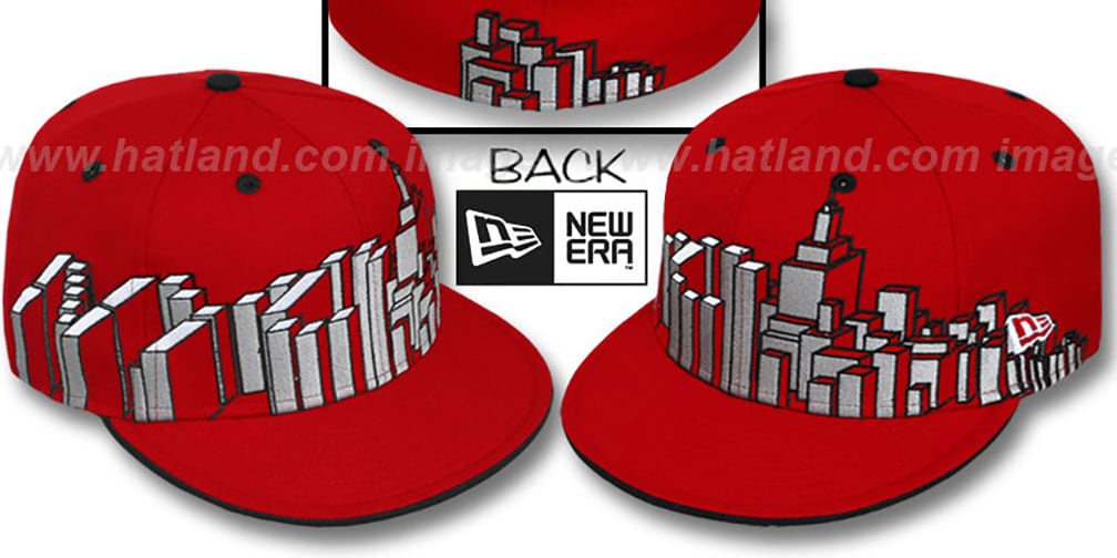 Mondaysuck City Cap 　赤　New York New York NYC BLOCK CITY-SKYLINE Red Fitted Hat by New Era