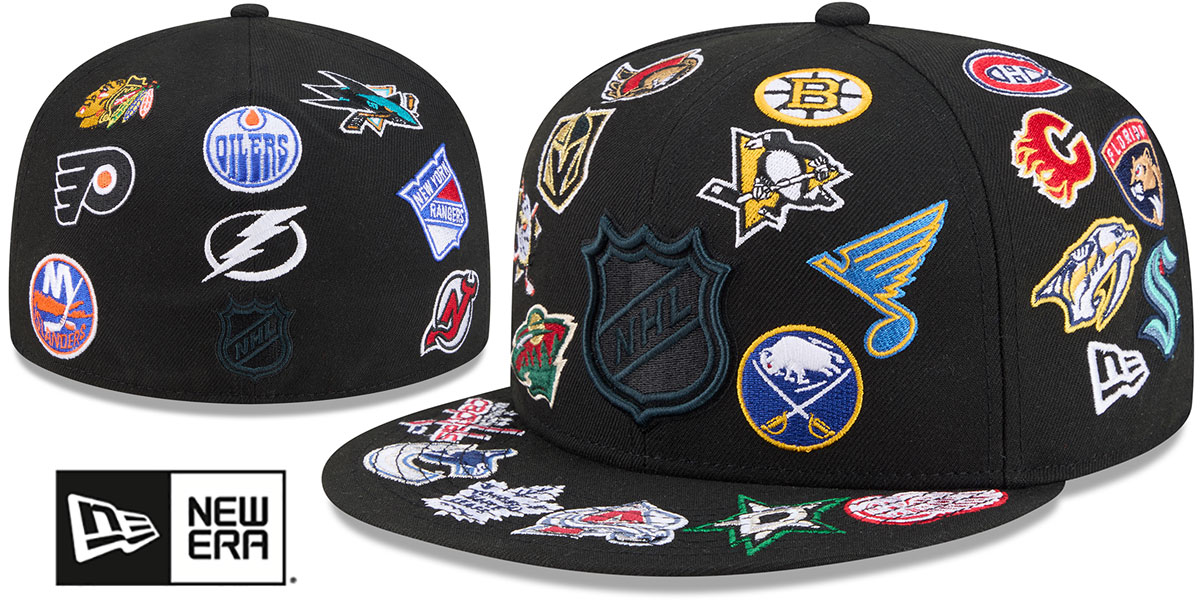 59fifty まとめ売り MLB NBA NHL bboy　NEW ERA NHL ALL-OVER Black Fitted Hat by New Era