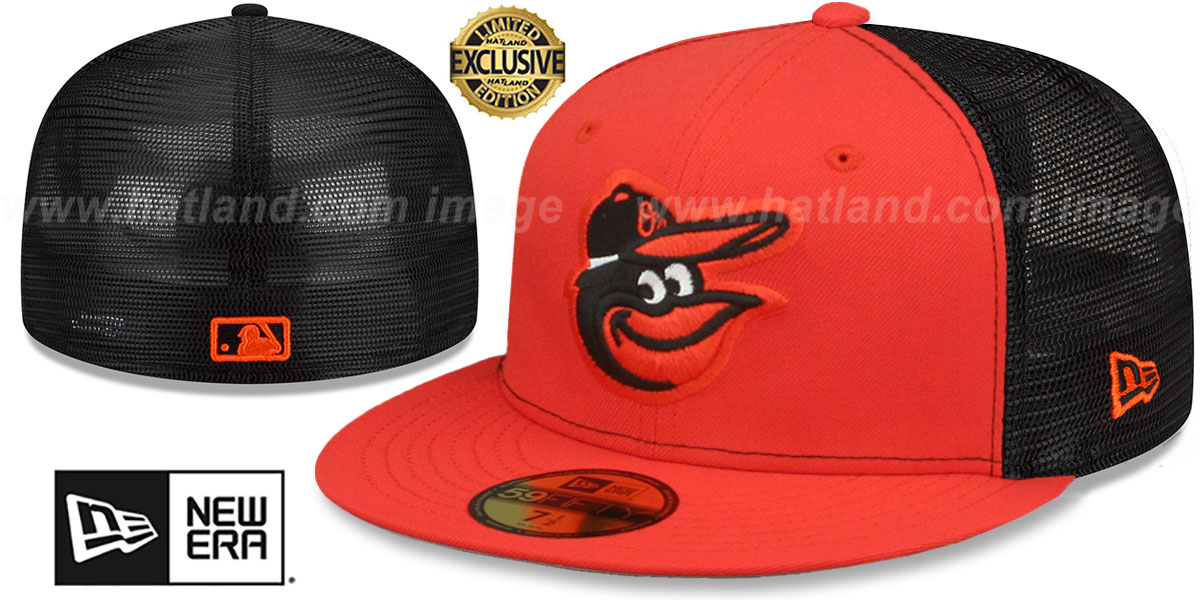 Baltimore Orioles 2T BATTING PRACTICE TRUCKER Orange-Black Fitted