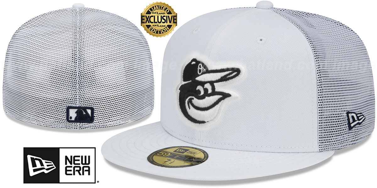 Baltimore Orioles BATTING PRACTICE TRUCKER White Fitted Hat
