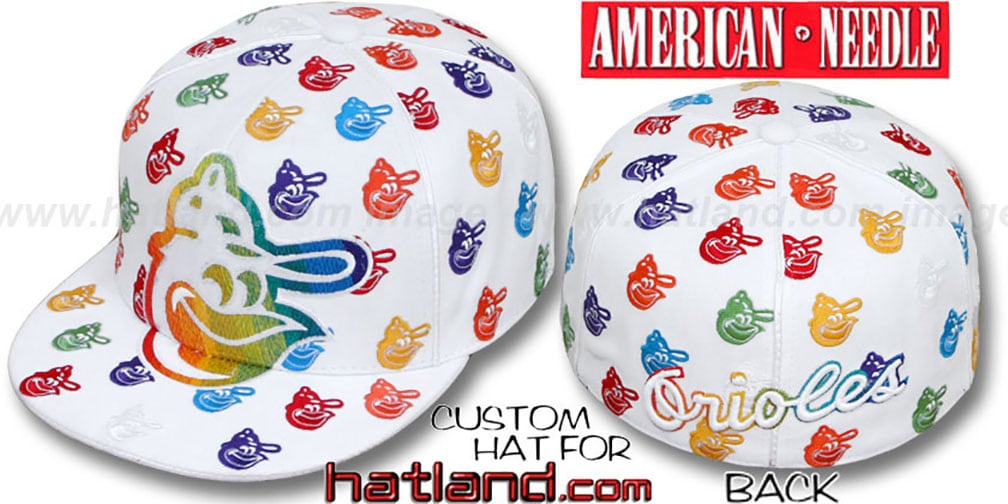 Baltimore Orioles MONSTER RAINBOW DICE ALL-OVER White Fitted Hat