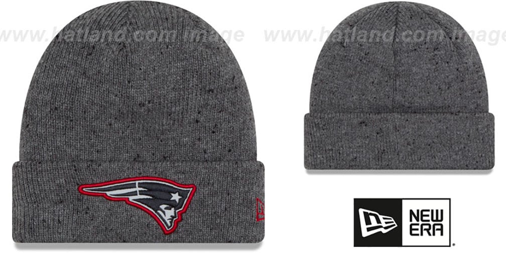 New England Patriots HEATHERED-SPEC Grey Knit Beanie Hat