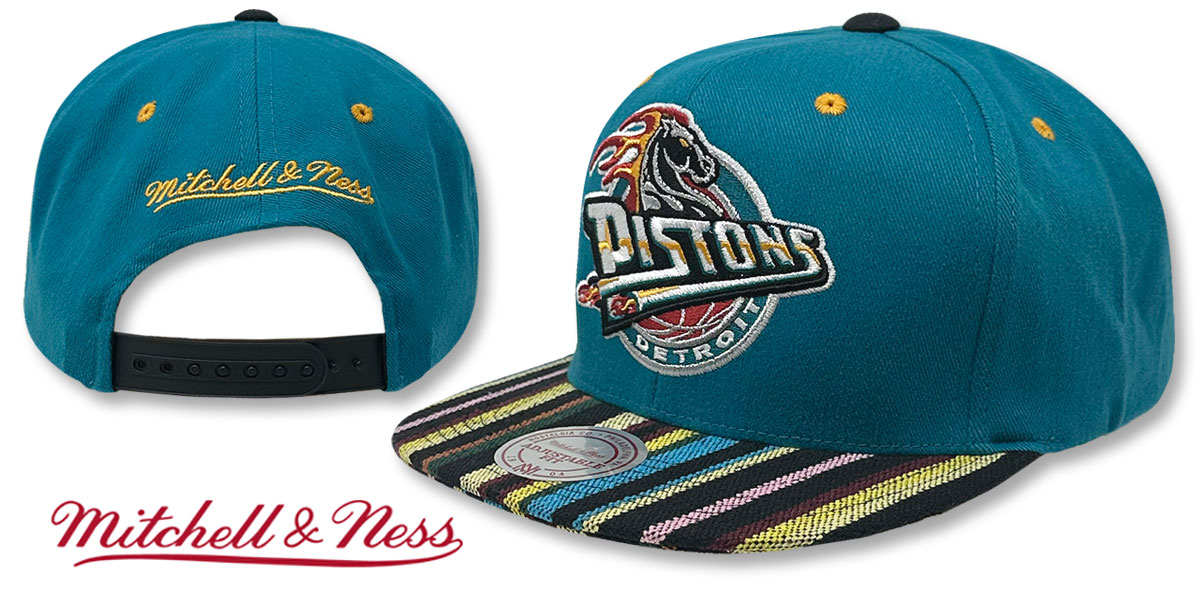 Detroit Pistons NATIVE-STRIPE SNAPBACK Teal Hat