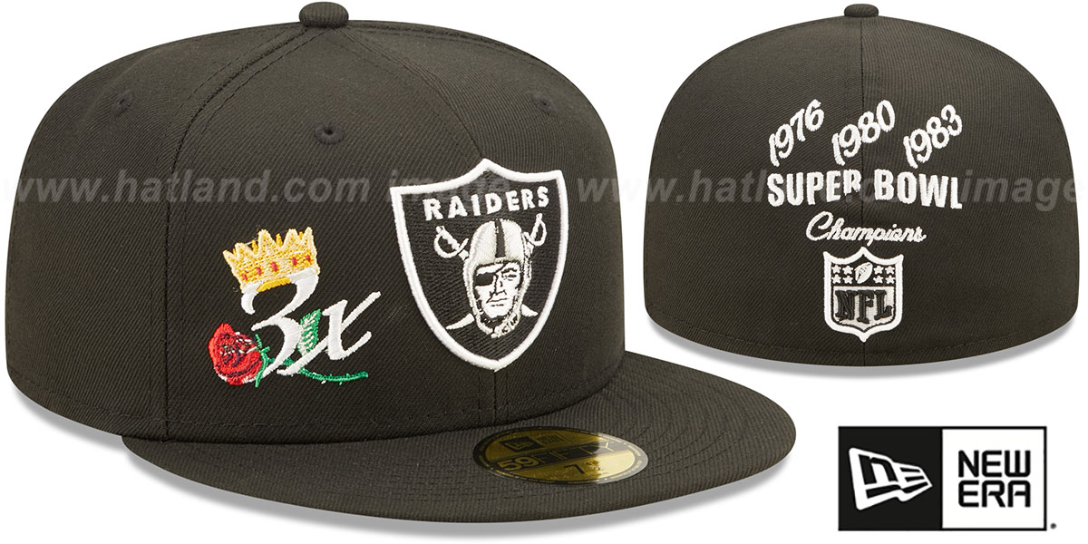 Las Vegas Raiders CROWN CHAMPS Black Fitted Hat by New Era