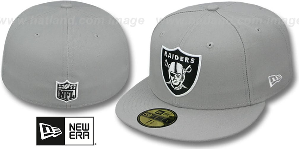 Oakland Raiders NFL TEAM-BASIC Grey-Black-White Fitted Hat