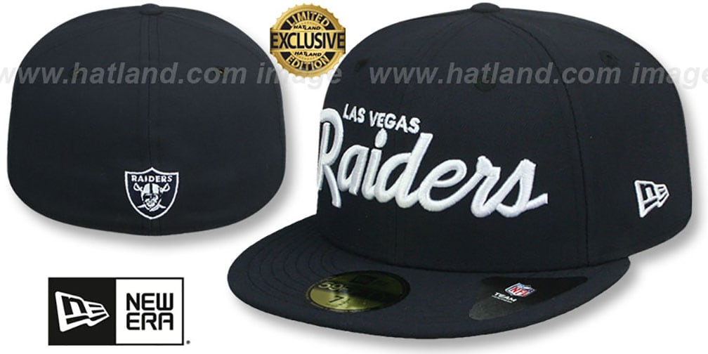 【海外限定】New Era LP59FIFTY NFL Las Vegas Raiders Script Men's New Era Black Las Vegas Raiders Script Sided 59FIFTY
